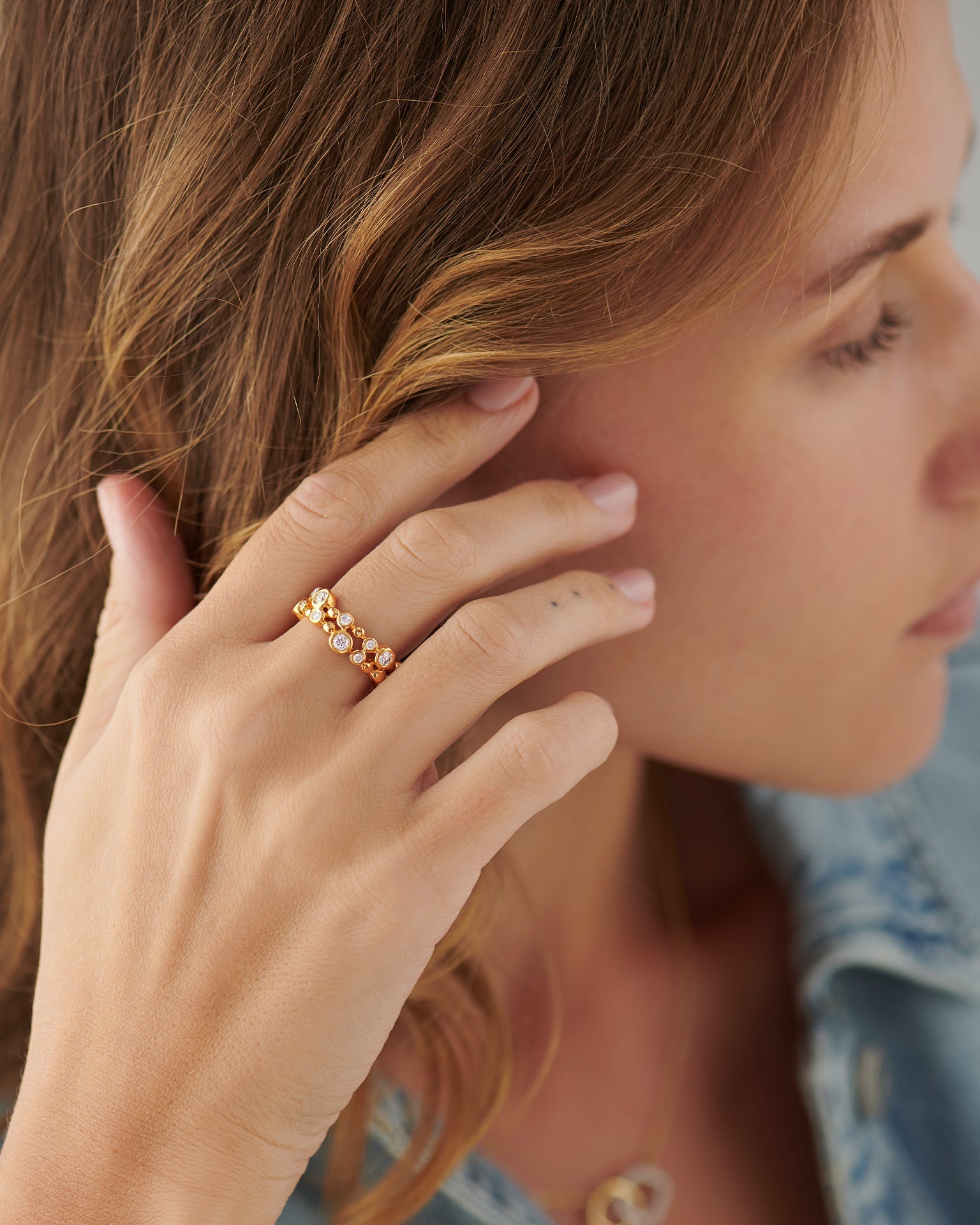 Bubbles Diamond Ring, 14K Gold Vermeil, 1/2 ct Lab Grown Diamond-2