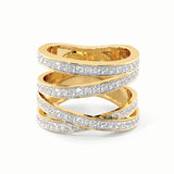 Wide Crossover Diamond Band