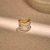 Wide Crossover Diamond Band