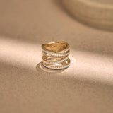 Wide Crossover Diamond Band