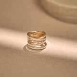 Wide Crossover Diamond Band