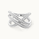 Broad Diamond Criss Cross Ring
