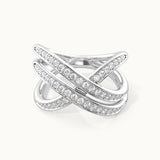 Broad Diamond Criss Cross Ring