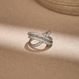 Broad Diamond Criss Cross Ring