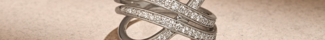 Broad Diamond Criss Cross Ring