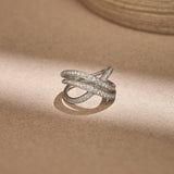 Broad Diamond Criss Cross Ring