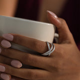 Broad Diamond Criss Cross Ring