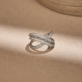 Broad Diamond Criss Cross Ring