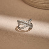 Broad Diamond Criss Cross Ring