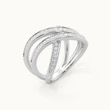 Broad Diamond Criss Cross Ring