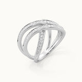 Broad Diamond Criss Cross Ring