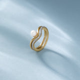 Pearl and Diamond Stack Ring
