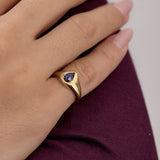 Created Sapphire Signet Pinky Ring