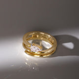 Pear Diamond Coil Pinky Ring