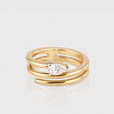 Pear Diamond Coil Pinky Ring