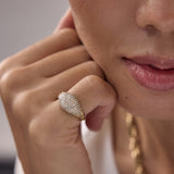 Diamond Studded Signet Pinky Ring