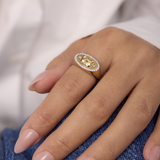 Cat Signet Diamond Ring