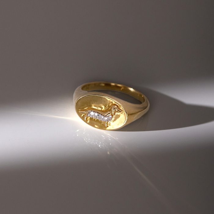 Dog Signet Diamond Ring