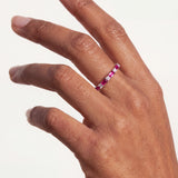 Ruby Baguette and Diamond Ring