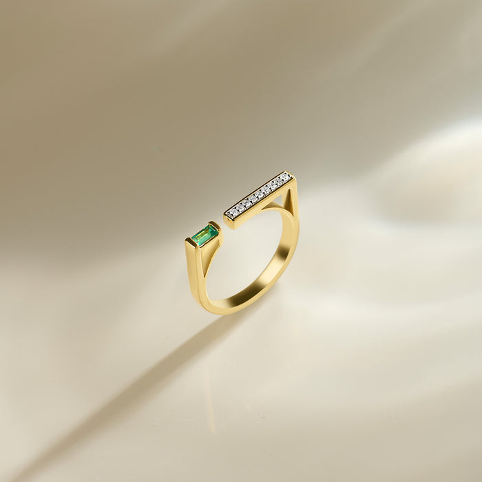Open Bar Emerald Ring