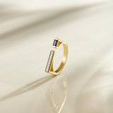 Open Bar Blue Sapphire Ring