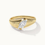 Textured Marquise Solitaire Ring, 14K Solid Gold, 1/2 ct Lab Grown Diamond-3