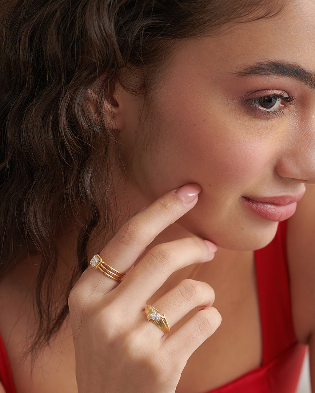 Textured Marquise Solitaire Ring, 14K Gold Vermeil, 1/2 ct Lab Grown Diamond-5
