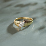 Textured Marquise Solitaire Ring, 14K Gold Vermeil, 1/2 ct Lab Grown Diamond-6