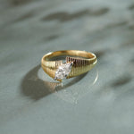 Textured Marquise Solitaire Ring, 14K Solid Gold, 1/2 ct Lab Grown Diamond-6
