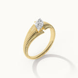 Textured Marquise Solitaire Ring, 14K Solid Gold, 1/2 ct Lab Grown Diamond-7