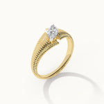 Textured Marquise Solitaire Ring, 14K Gold Vermeil, 1/2 ct Lab Grown Diamond-7