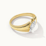 Textured Marquise Solitaire Ring, 14K Solid Gold, 1/2 ct Lab Grown Diamond-8