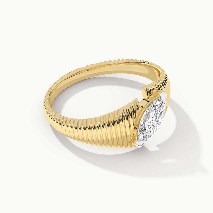 Textured Marquise Solitaire Ring, 14K Solid Gold, 1/2 ct Lab Grown Diamond-8