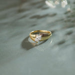 Textured Marquise Solitaire Ring, 14K Solid Gold, 1/2 ct Lab Grown Diamond-1