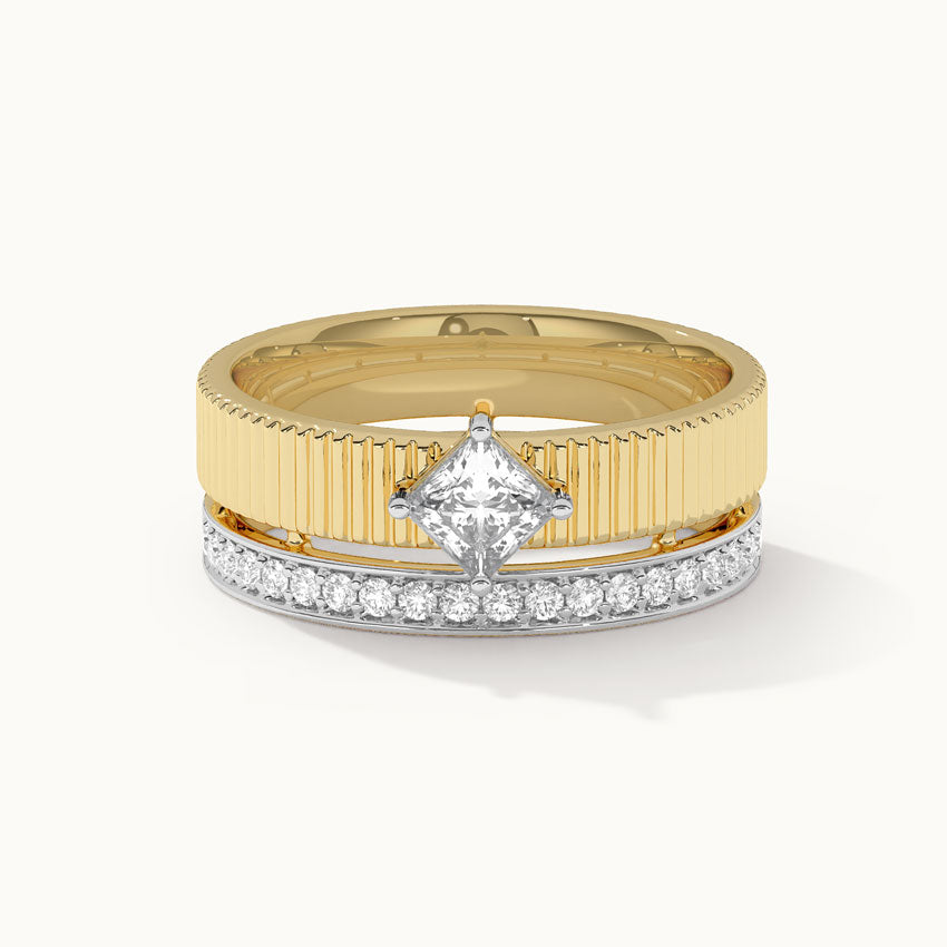 Textured Princess Solitaire Ring