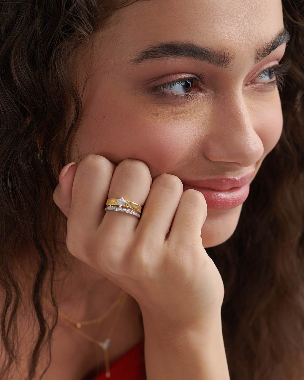 Textured Princess Solitaire Ring, 14K Solid Gold, 5/8 ct Lab Grown Diamond-2