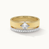 Textured Princess Solitaire Ring, 14K Solid Gold, 5/8 ct Lab Grown Diamond-3