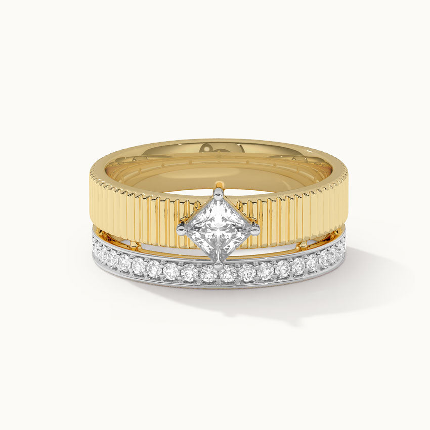 Textured Princess Solitaire Ring, 14K Solid Gold, 5/8 ct Lab Grown Diamond-3