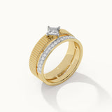 Textured Princess Solitaire Ring, 14K Solid Gold, 5/8 ct Lab Grown Diamond-7