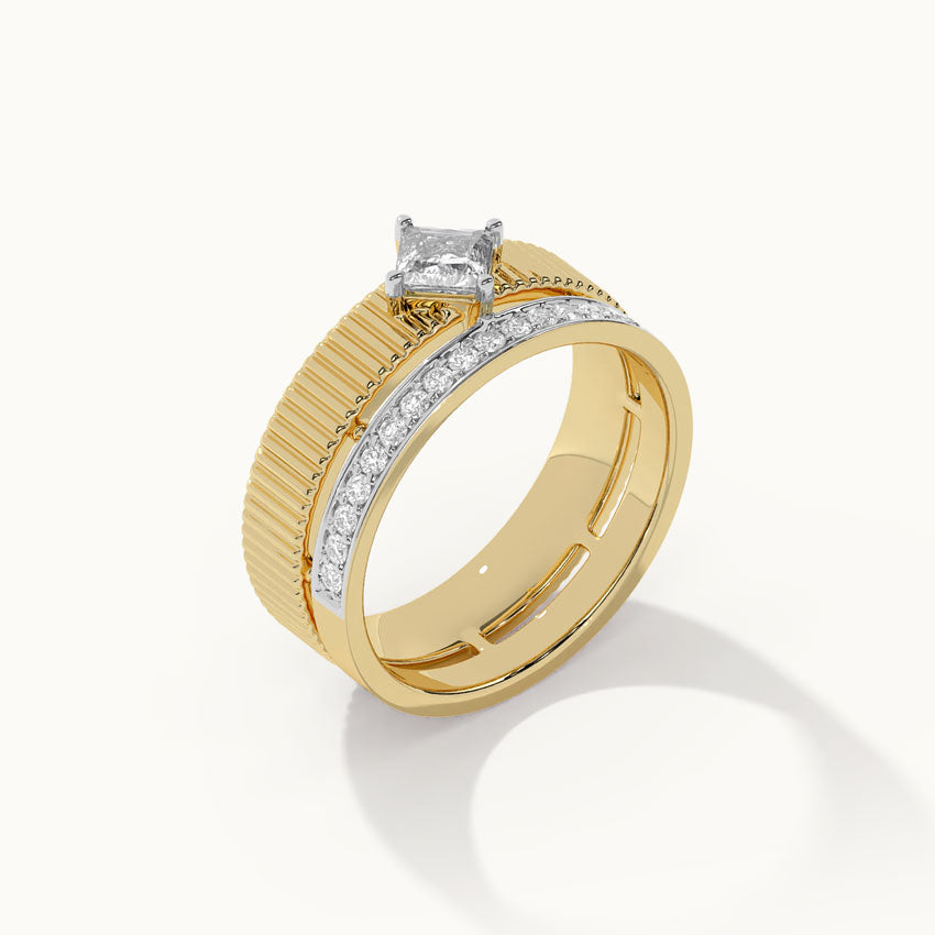 Textured Princess Solitaire Ring, 14K Solid Gold, 5/8 ct Lab Grown Diamond-7