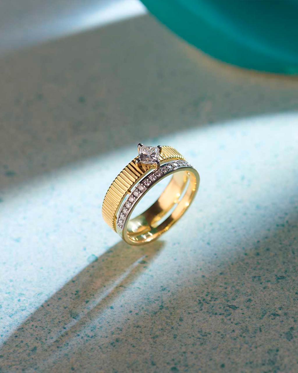 Textured Princess Solitaire Ring, 14K Solid Gold, 5/8 ct Lab Grown Diamond-6