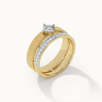 Textured Princess Solitaire Ring,14K Gold Vermeil,5/8 ct Lab Diamond-7