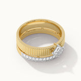 Textured Princess Solitaire Ring, 14K Solid Gold, 5/8 ct Lab Grown Diamond-8