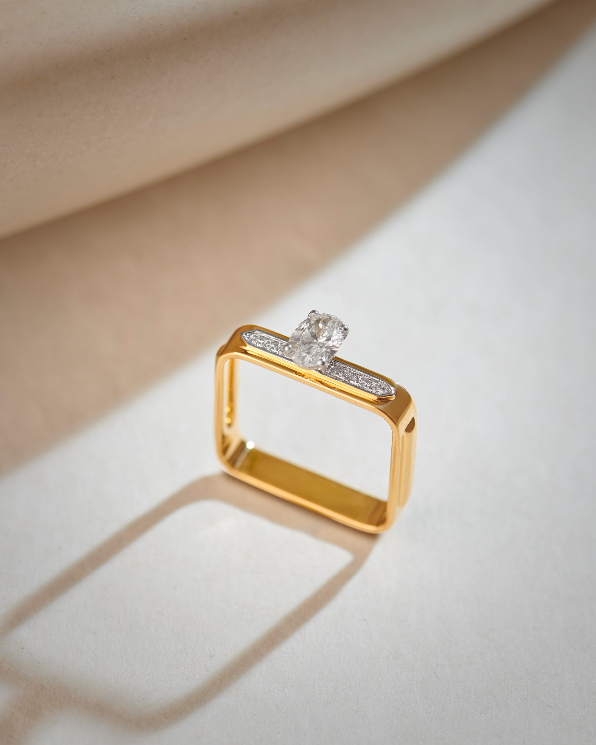 Modern Oval Solitaire Ring, 14K Gold Vermeil, 5/8 ct Lab Grown Diamond-8