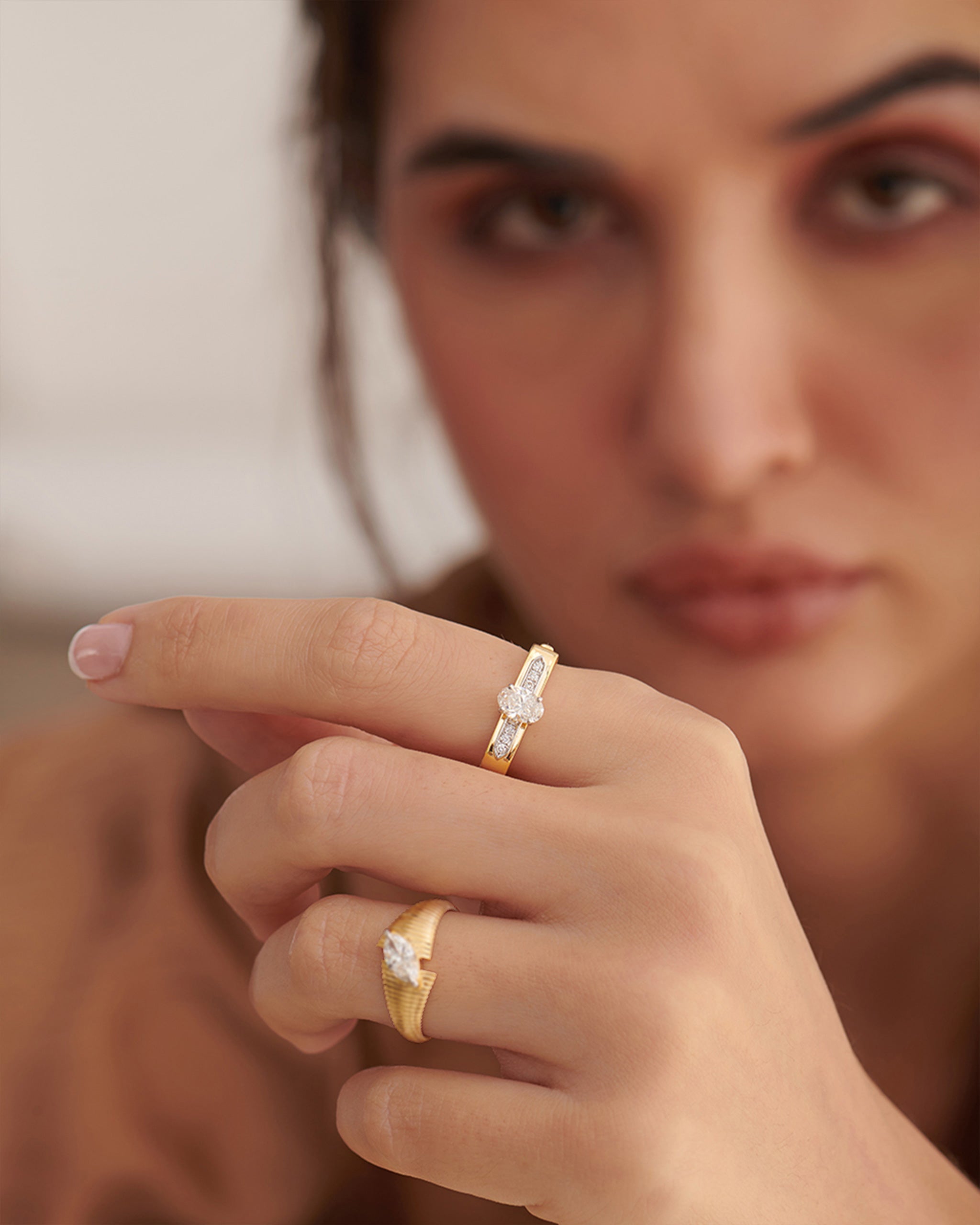 Modern Oval Solitaire Ring, 14K Solid Gold, 5/8 ct Lab Grown Diamond-2