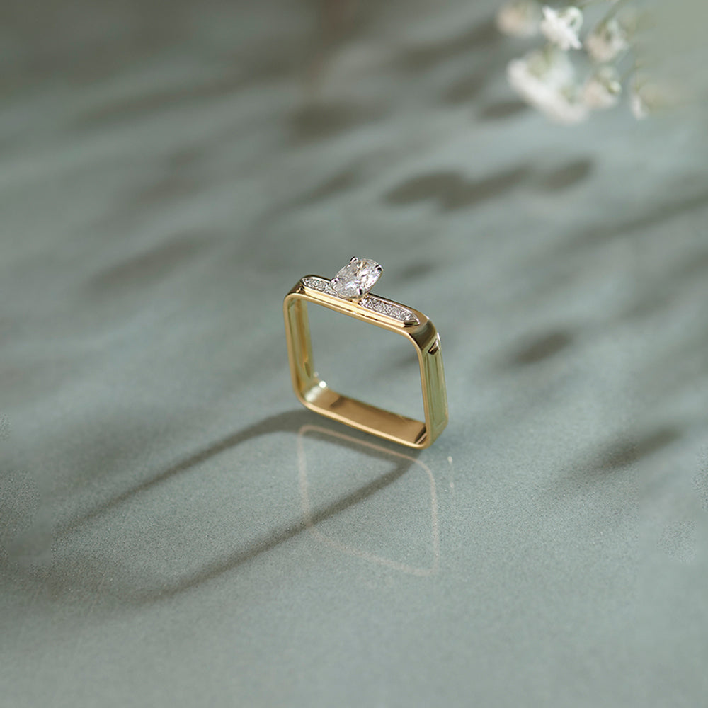 Modern Oval Solitaire Ring, 14K Solid Gold, 5/8 ct Lab Grown Diamond-1