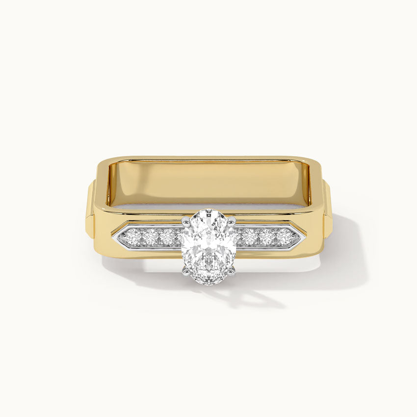 Modern Oval Solitaire Ring, 14K Solid Gold, 5/8 ct Lab Grown Diamond-3