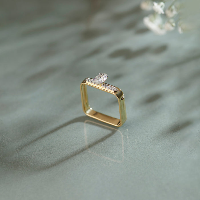 Modern Oval Solitaire Ring, 14K Gold Vermeil, 5/8 ct Lab Grown Diamond-1