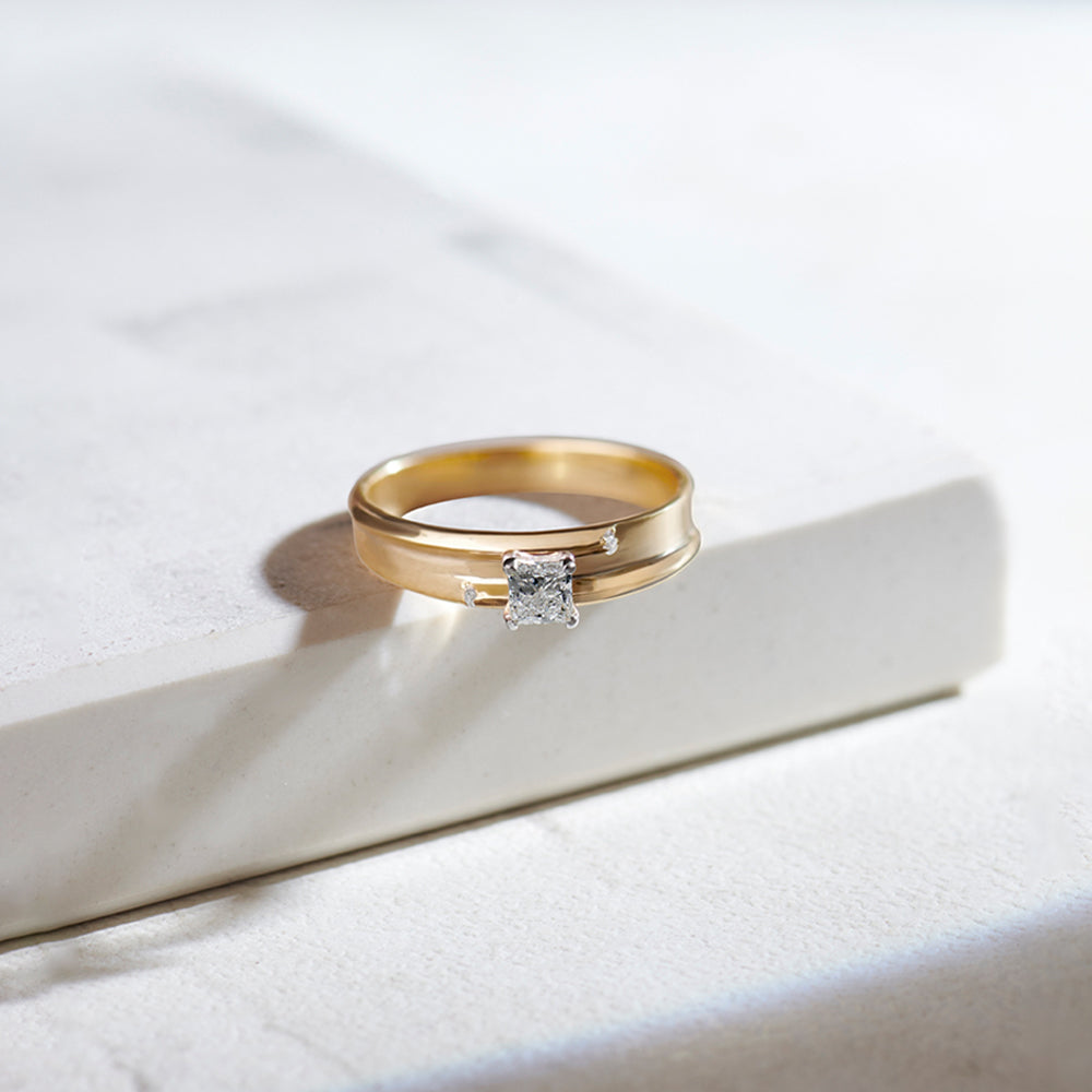 Princess Solitaire Ring, 14K Gold Vermeil, 1/3 ct Lab Grown Diamond-1