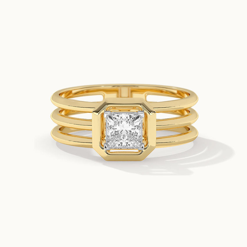 Cushion Solitaire Ring, 14K Gold Vermeil, 5/8 ct Lab Grown Diamond-3